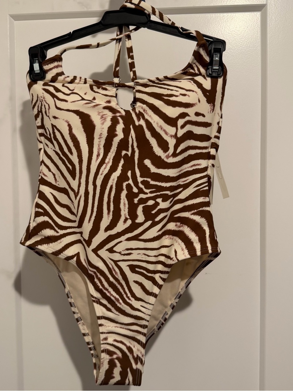 Brand new with tags - XS Zebra Print One-Piece Swimsuit in Brown & Cream